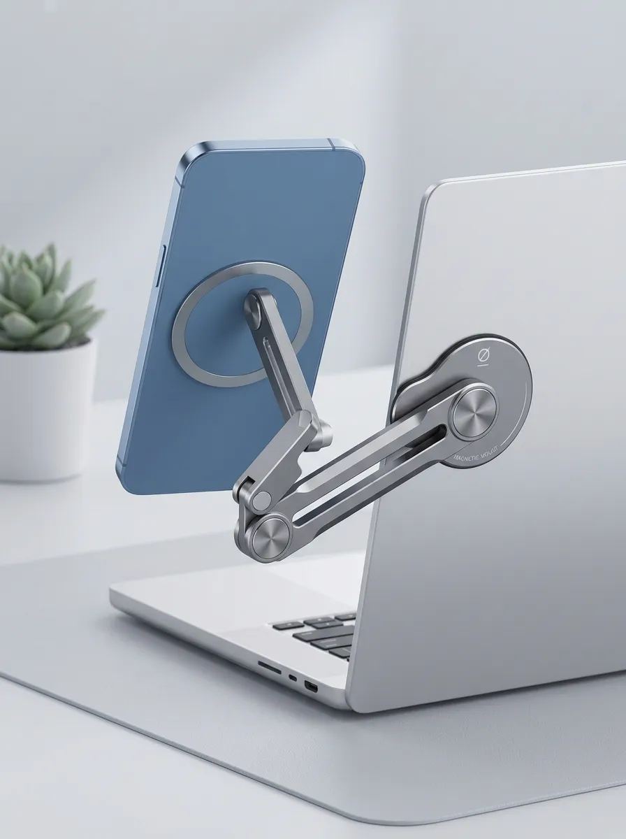 Office Worker Laptop Magnetic Phone Holder Foldable Mount
