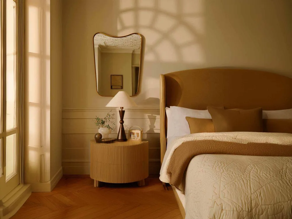 Curved Brass Frame Wall Mirror