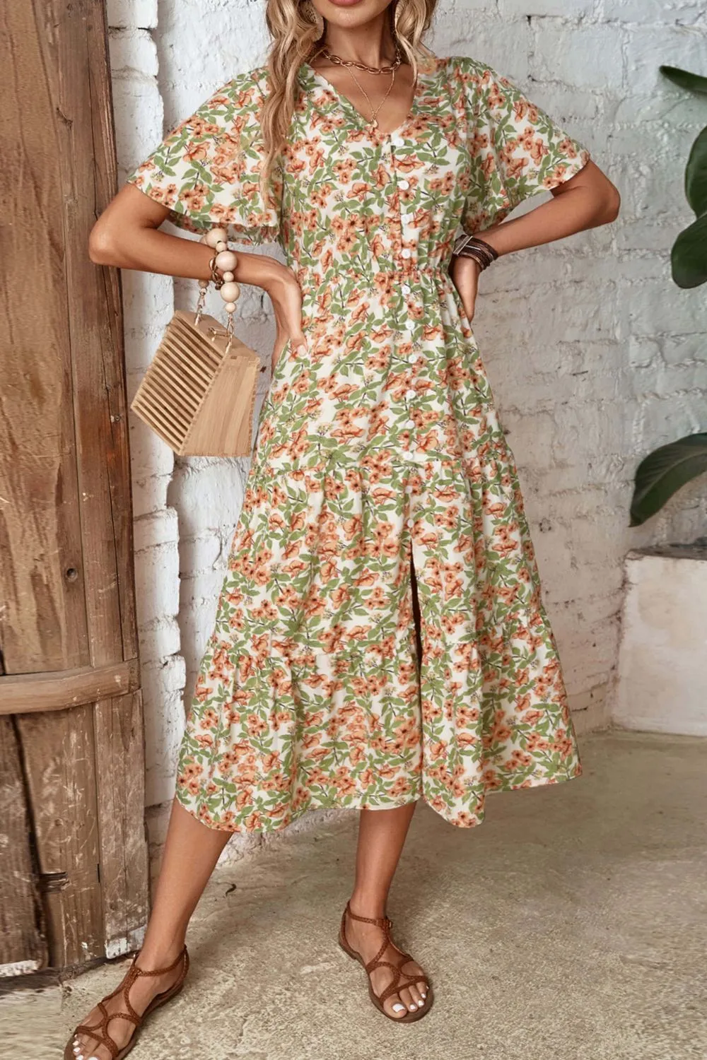 Soft Floral Midi Dress
