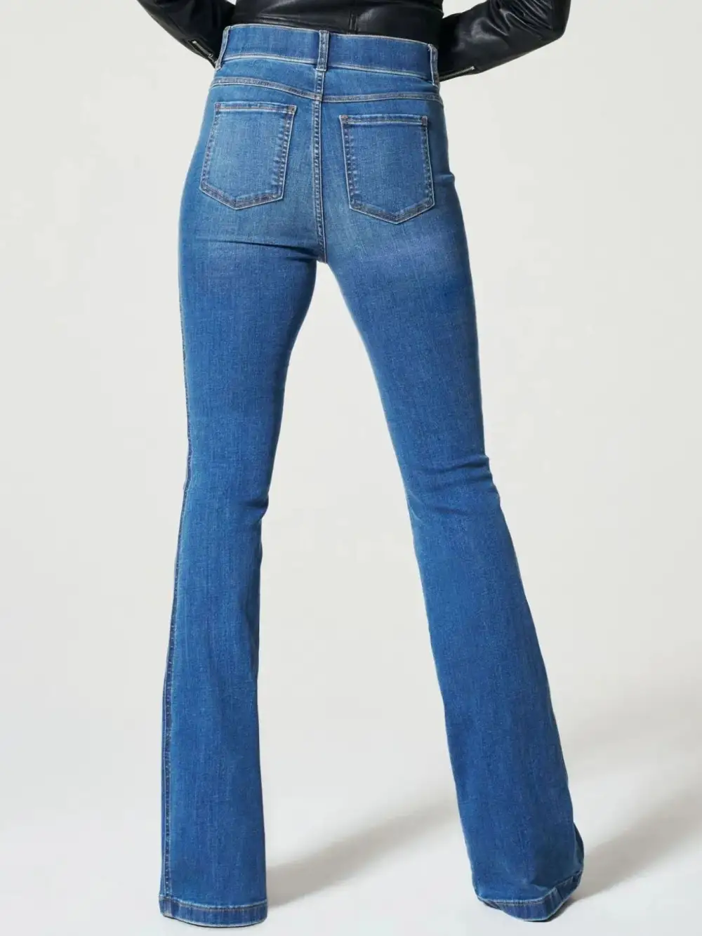 Structured High Waist Flare Leg Denim Jeans