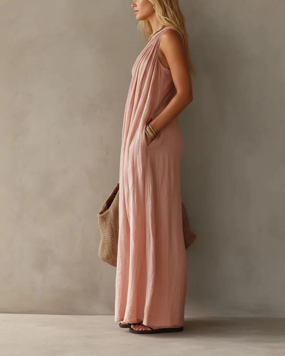 Elegant One-Shoulder Ruched Maxi Dress
