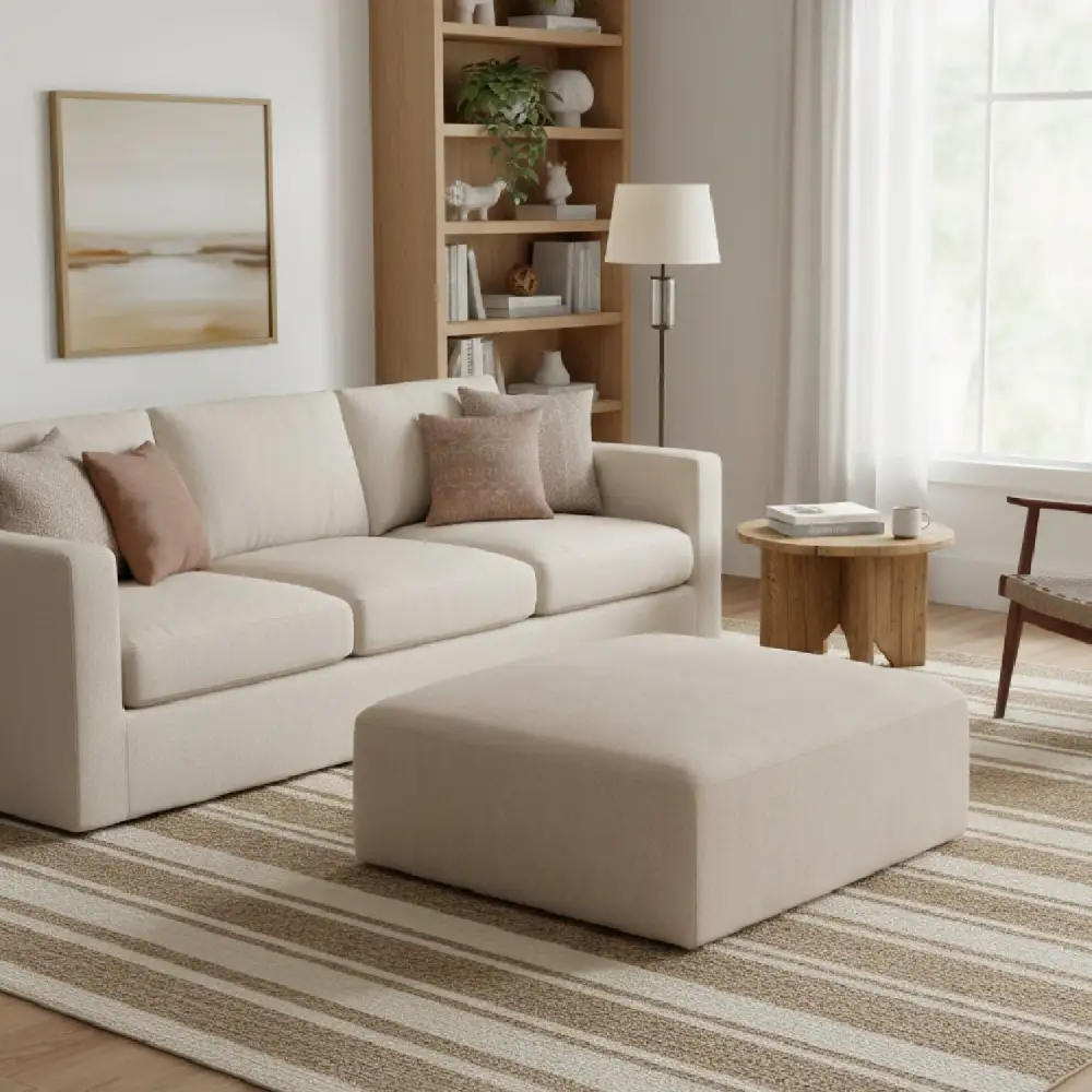 Chenille Square Ottoman
