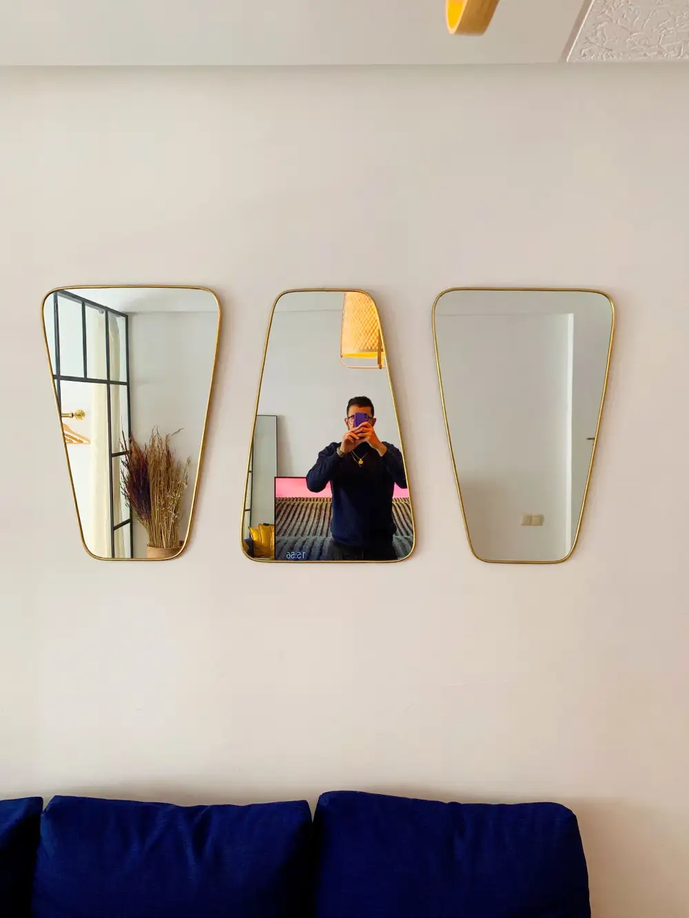 Geometric Triangle Brass Wall Mirror