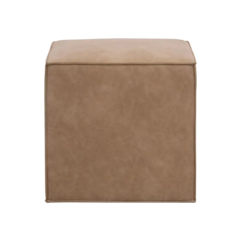 Vegan Leather Cube Ottoman