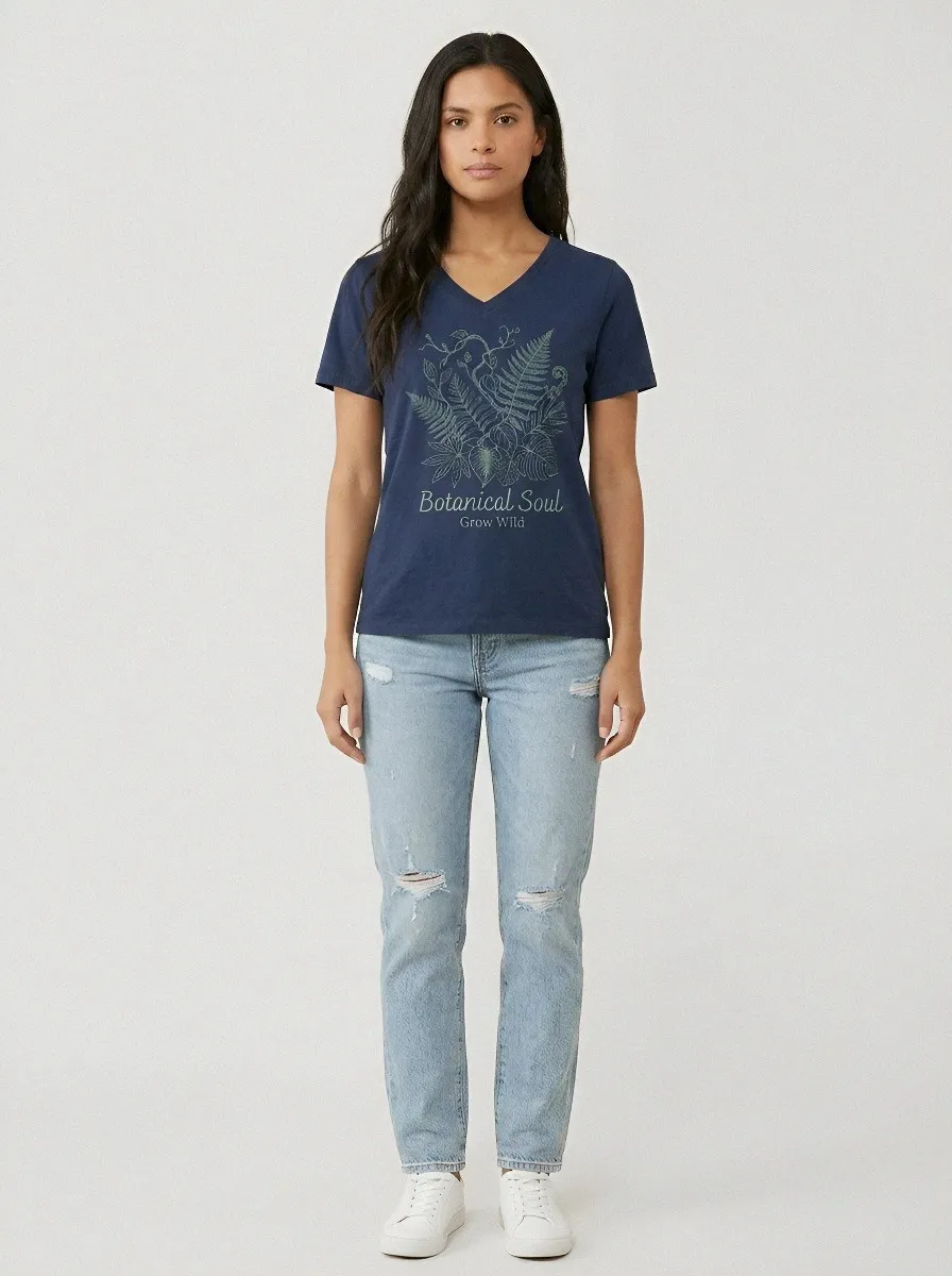 Women's Wanderlust Boho Sun Moon Mandala Printed V-neck T-shirt