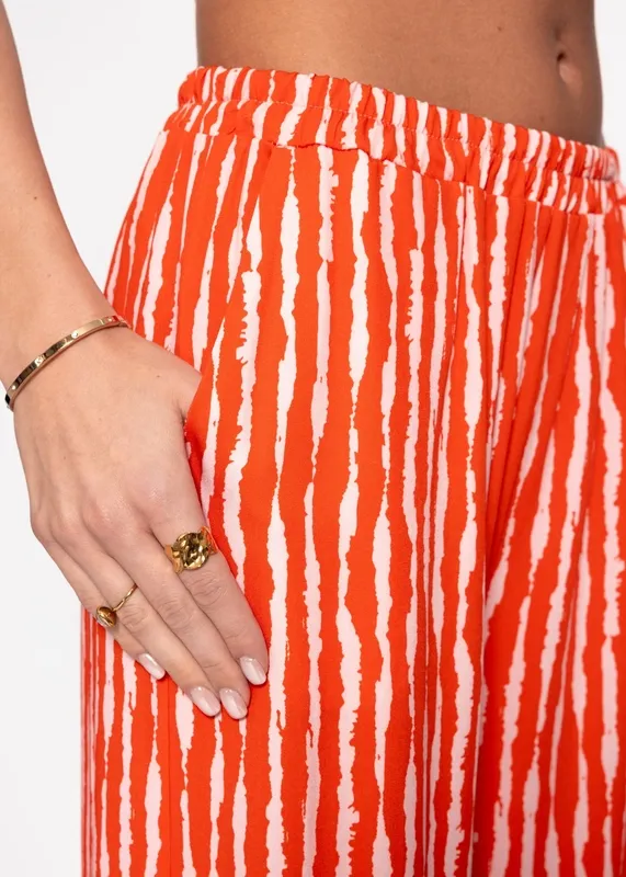 Orange Satin Striped Pants