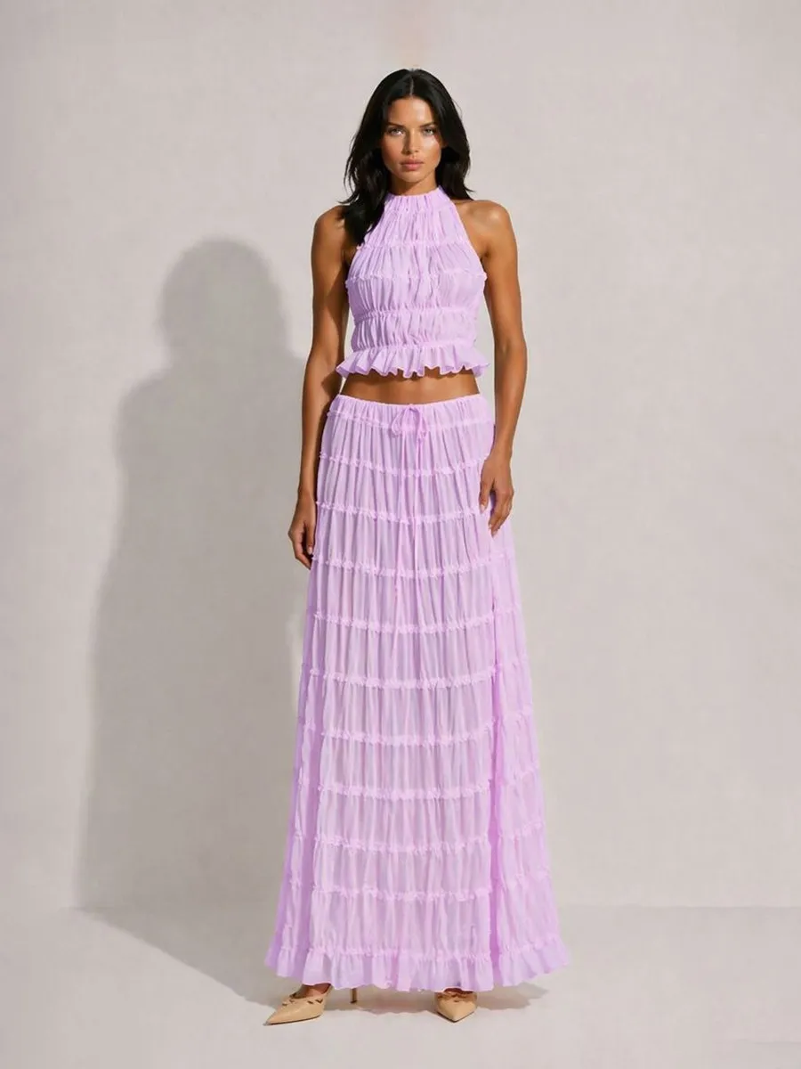 Anouk Two-Piece Pleated Chiffon Maxi Skirt Set
