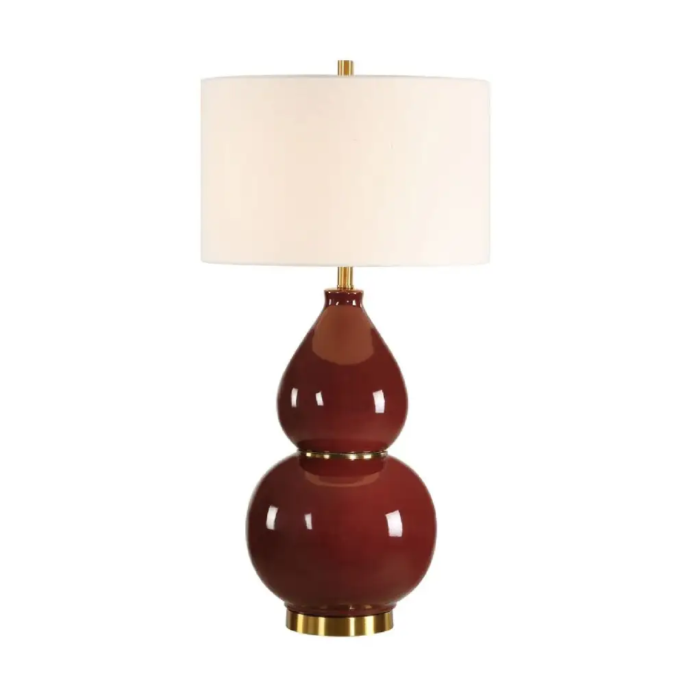 Glazed Drum Shade Ceramic Metal Table Lamp