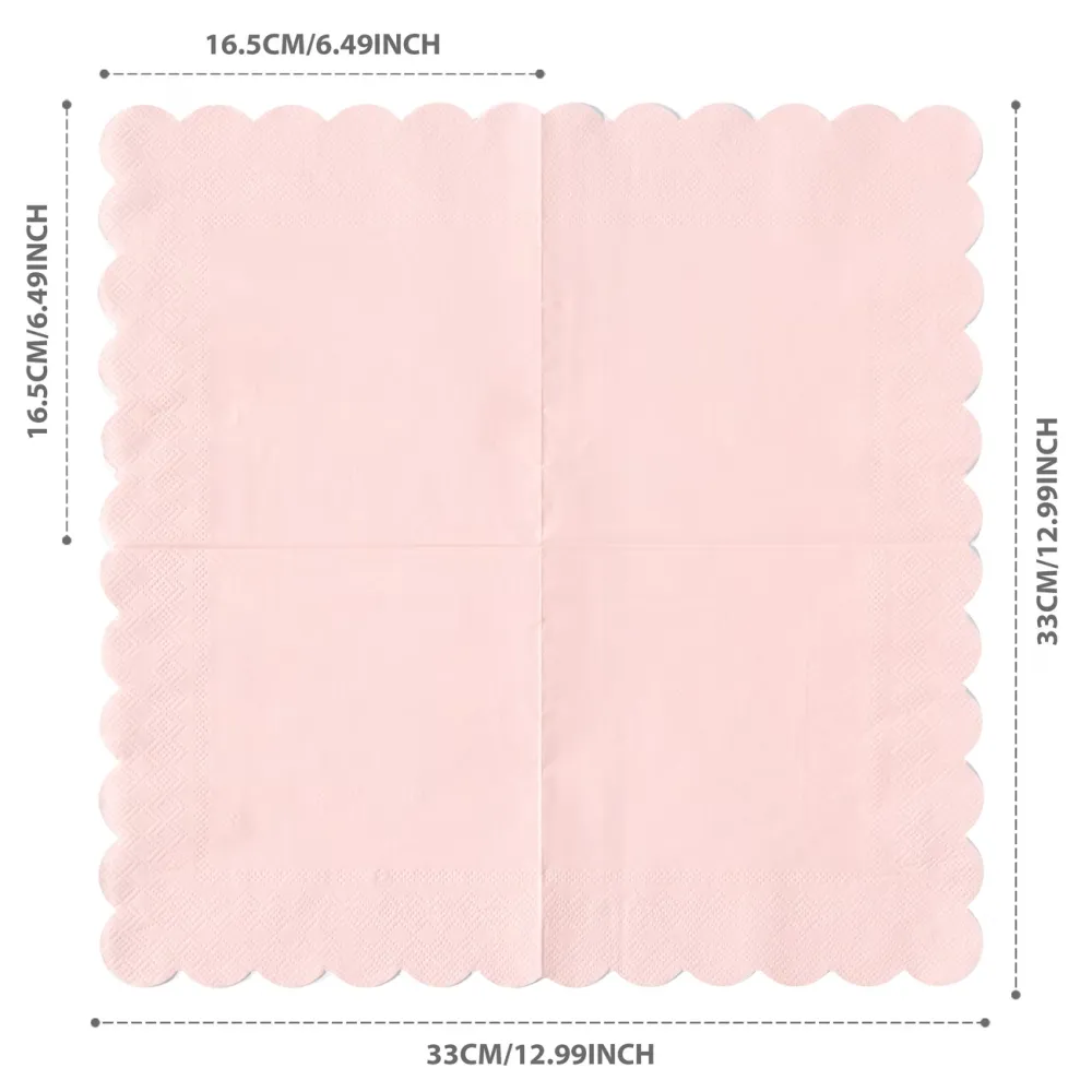 25 Pcs Solid Scalloped Paper Napkins