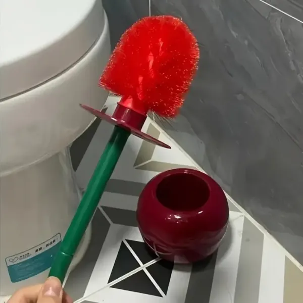 1pc Cherry Toilet Brush with Long Handle and Base