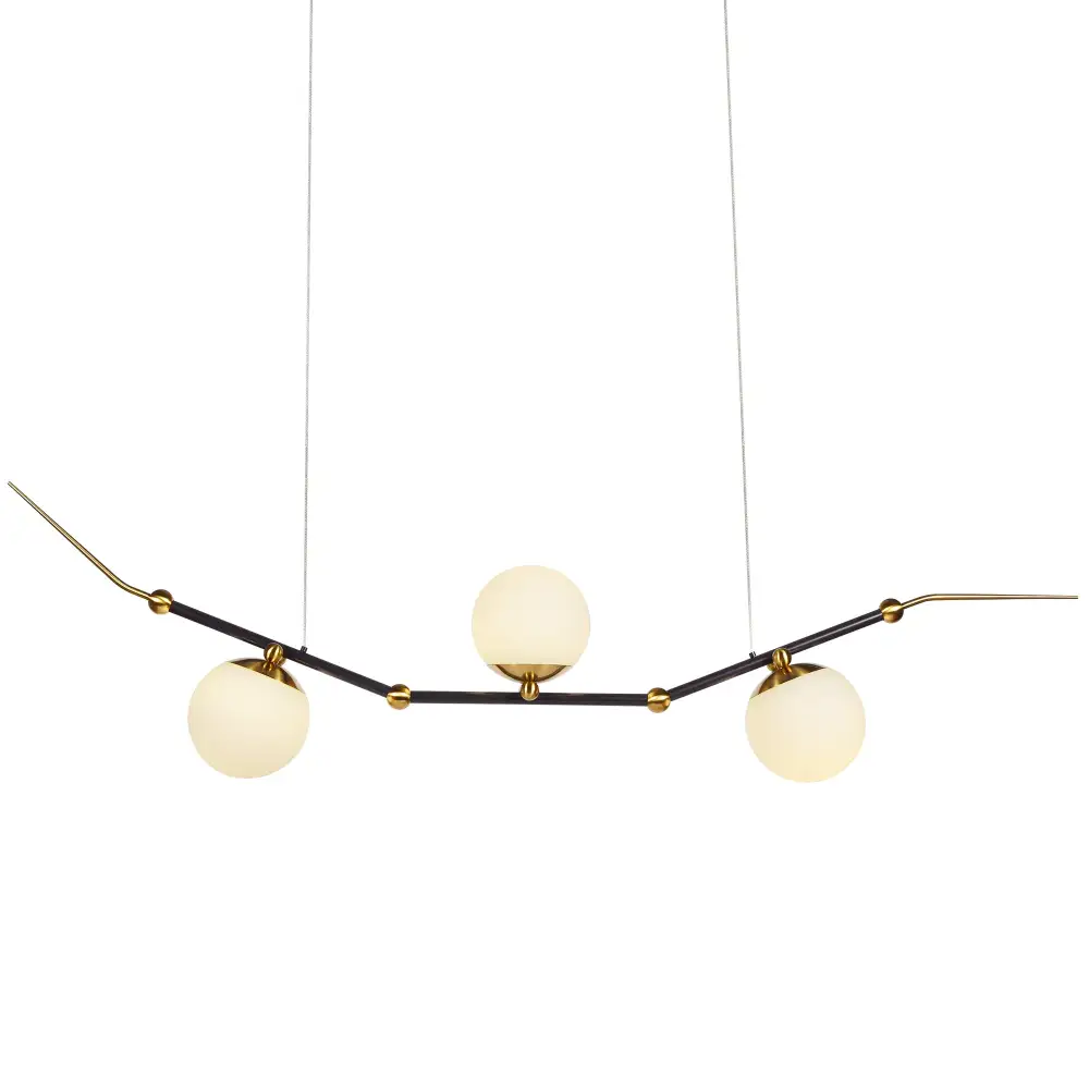 Integrated LED Linear Chandelier Light Fixture With Glass Shades