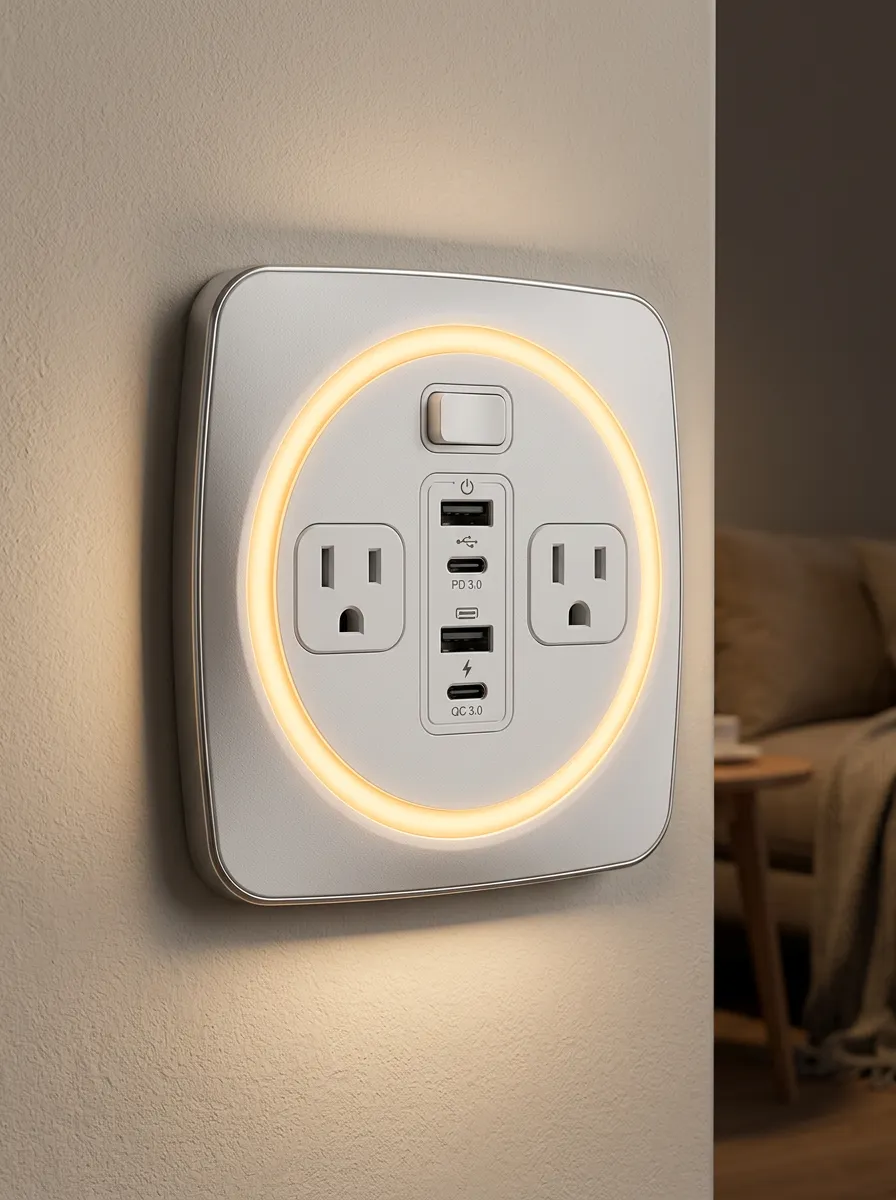 Warm Glow Circular LED Night Light Outlet Cover