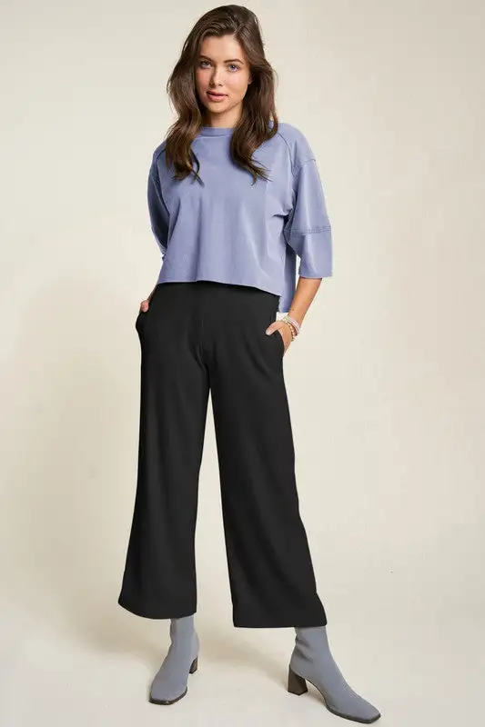 Wide Leg Mid Rise Pants