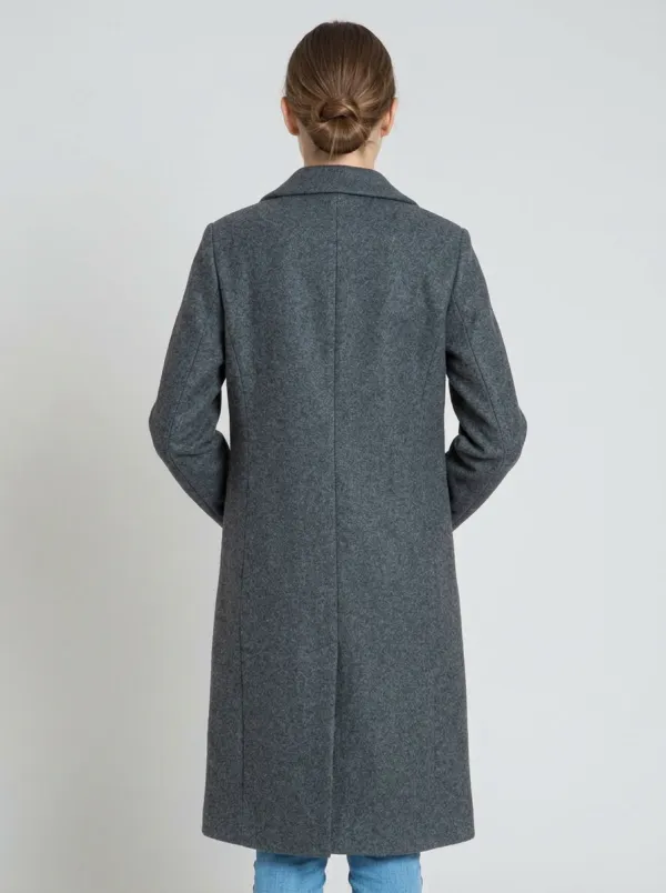 Women's Floral Lover Grey Woolen Printed Coat