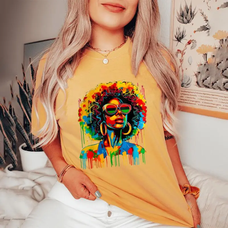 Dripping Black Queen Afro African Melanin Junenth Women's Oversized Comfort T-Shirt