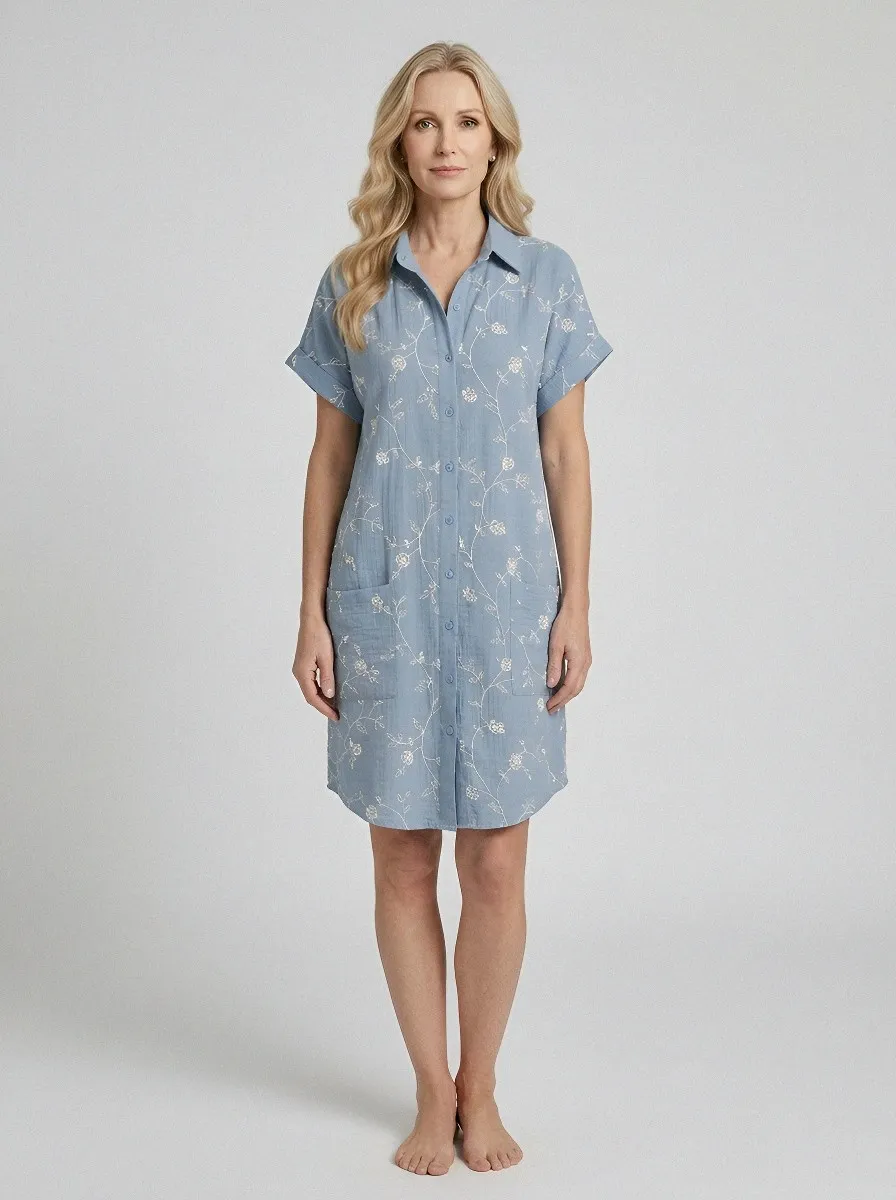 Women's Summer Vacation Floral Vine Printed Shirt Dress