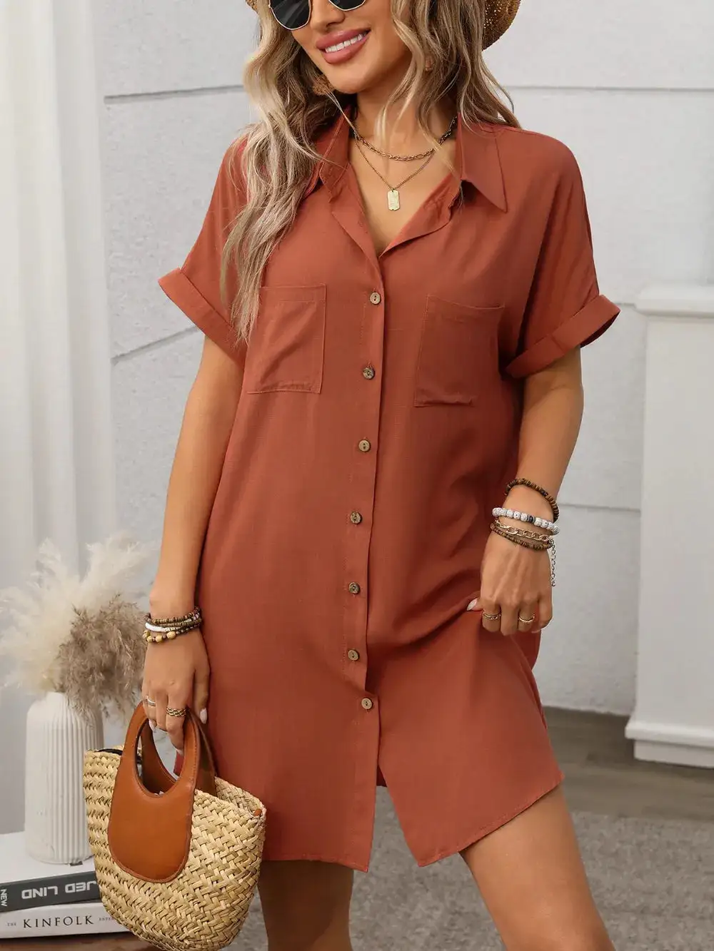 Easy Mini Button Front Dress