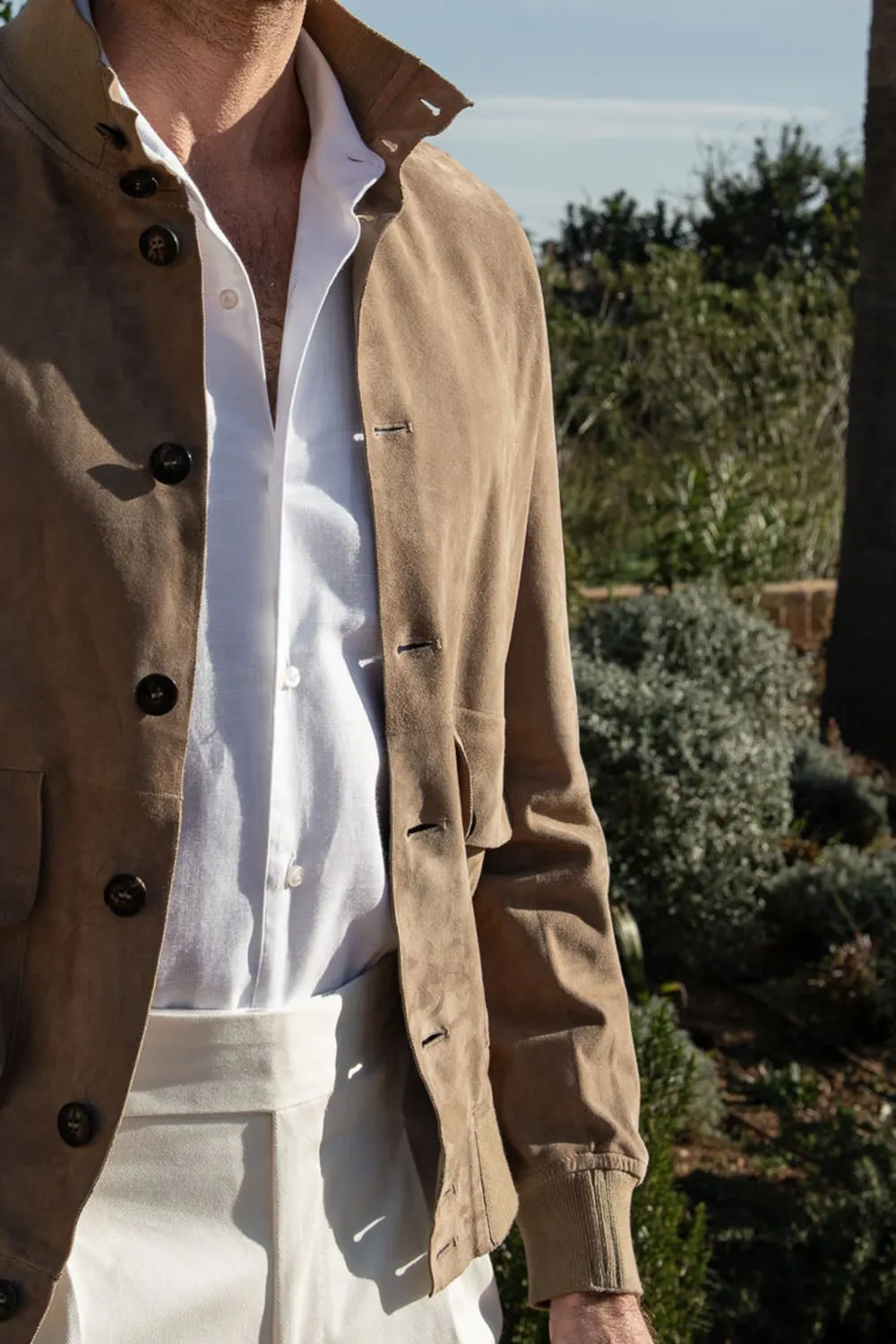 Beige Soft Suede Lapel Jacket