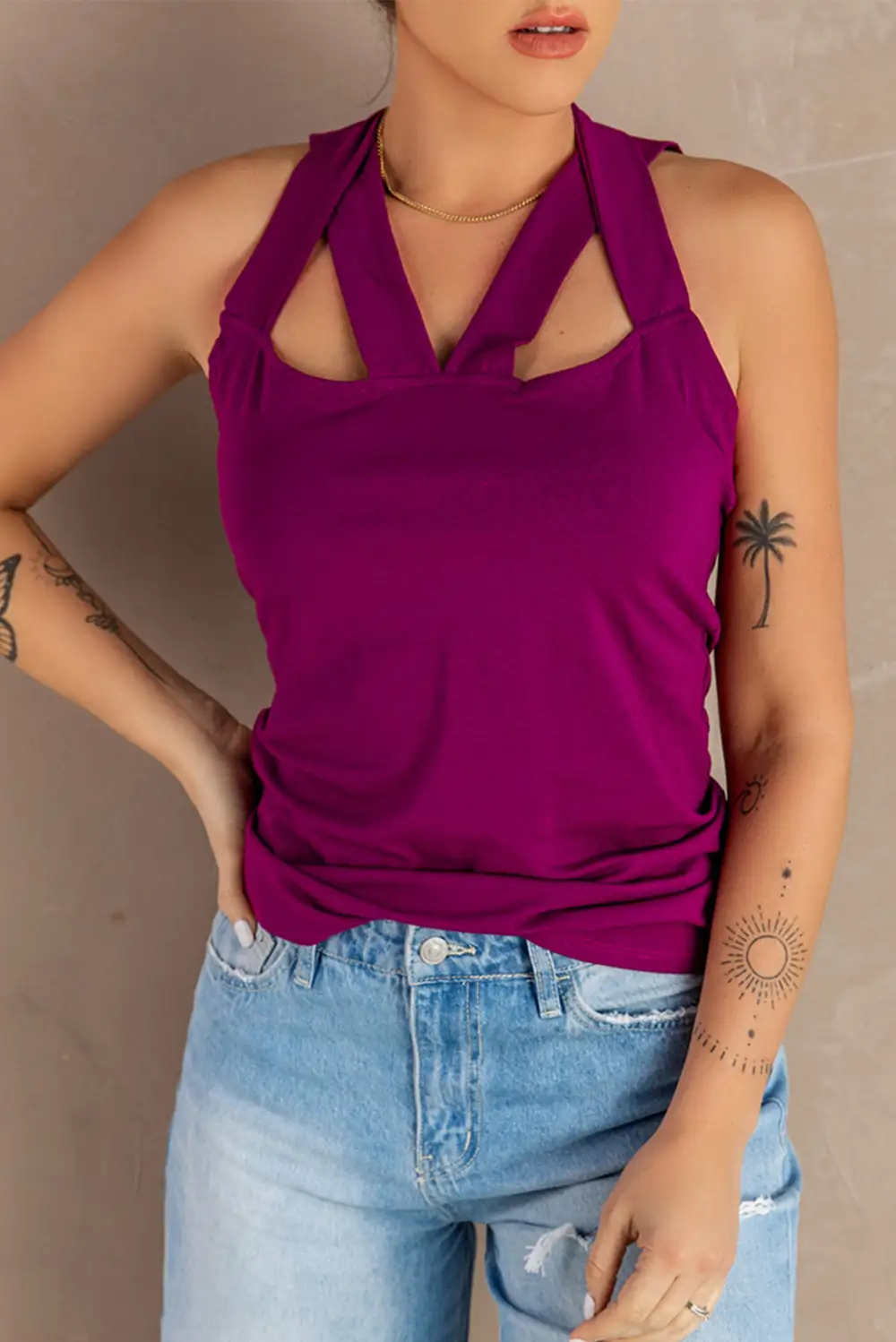 Caged Hollow Out Tank Top