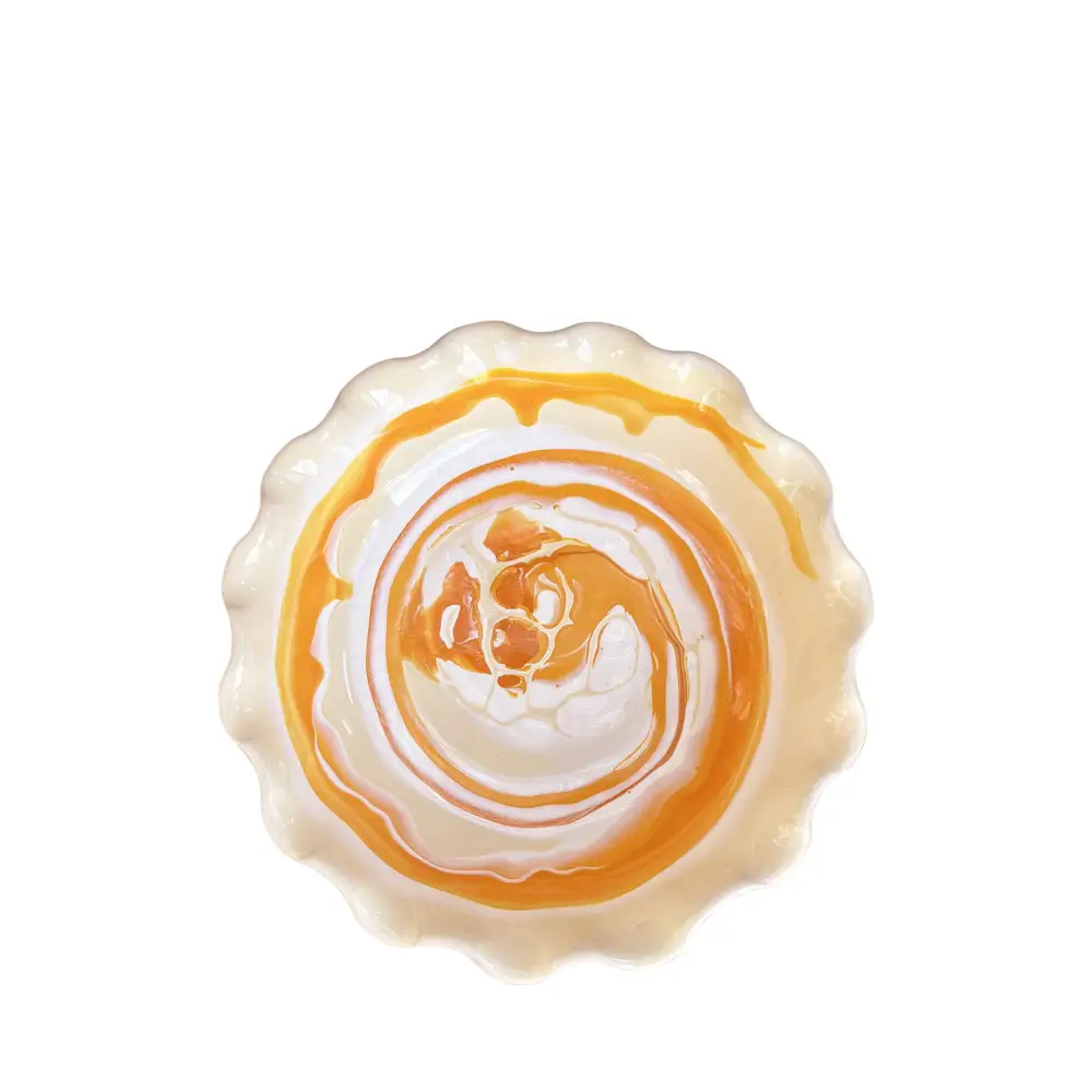Hand-Painted Scalloped Ceramic Aperitivo Bowl