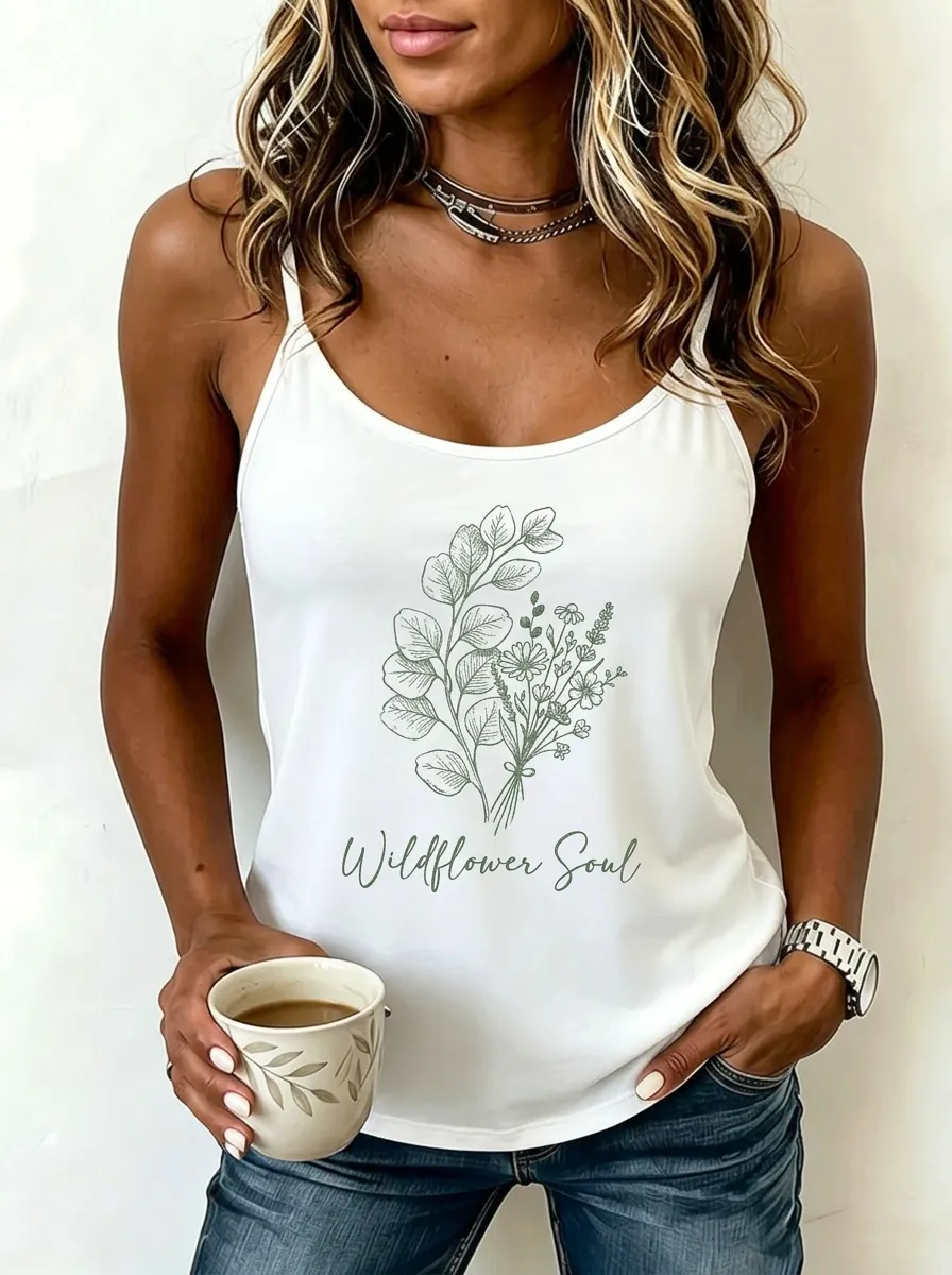 Women's Wildflower Soul Botanical Floral Printed Tank Top