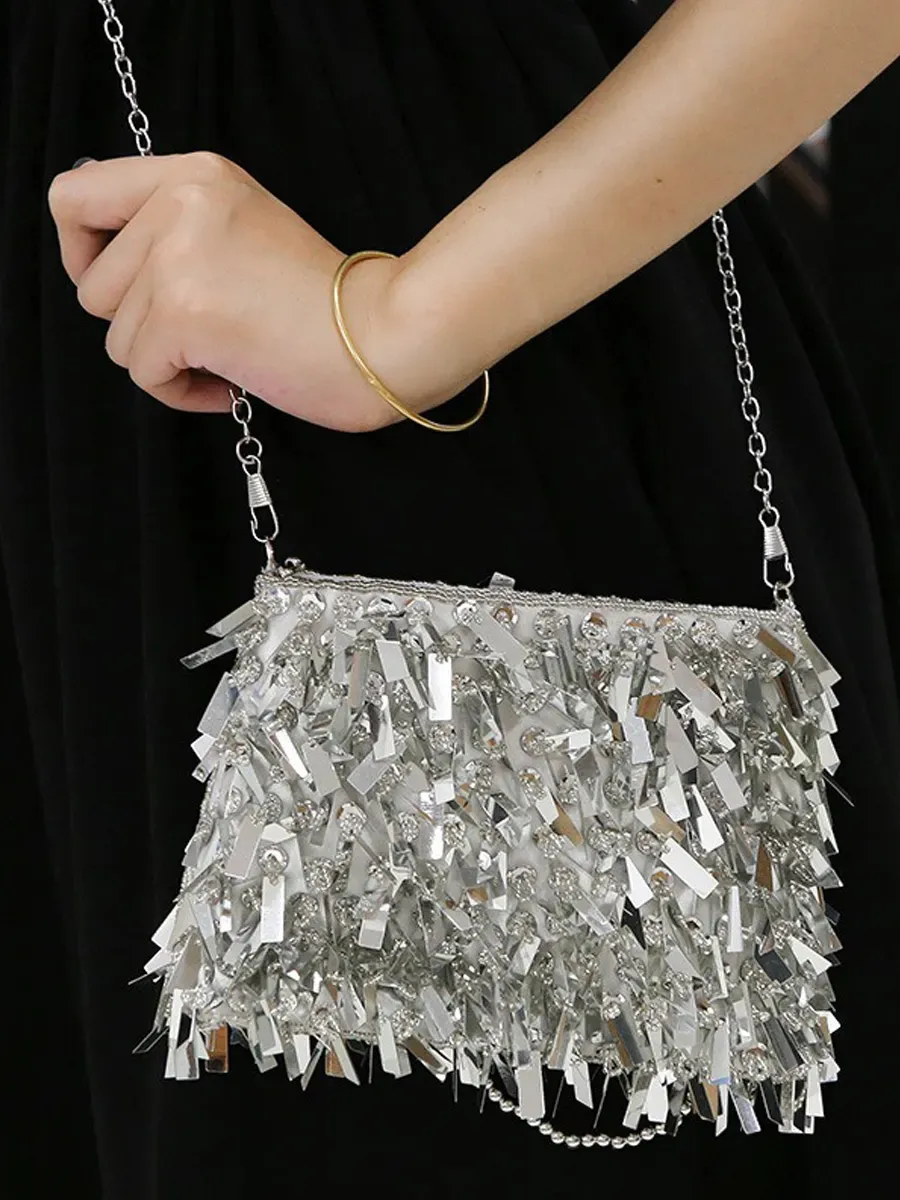 Faye Hand-Embroidered Sequin Evening Bag