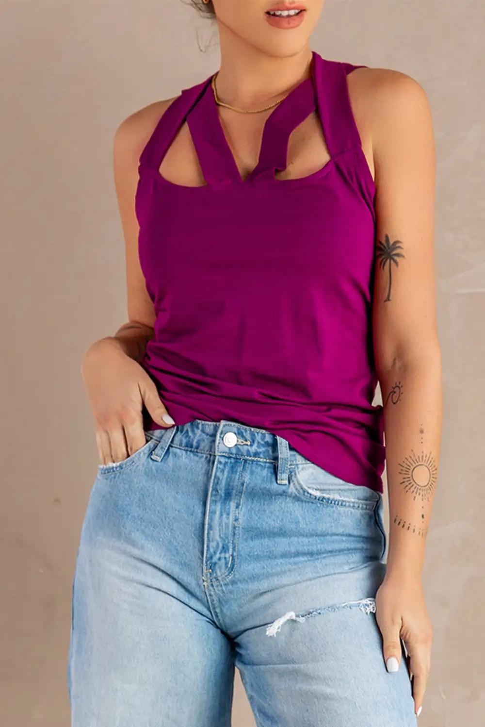 Caged Hollow Out Tank Top