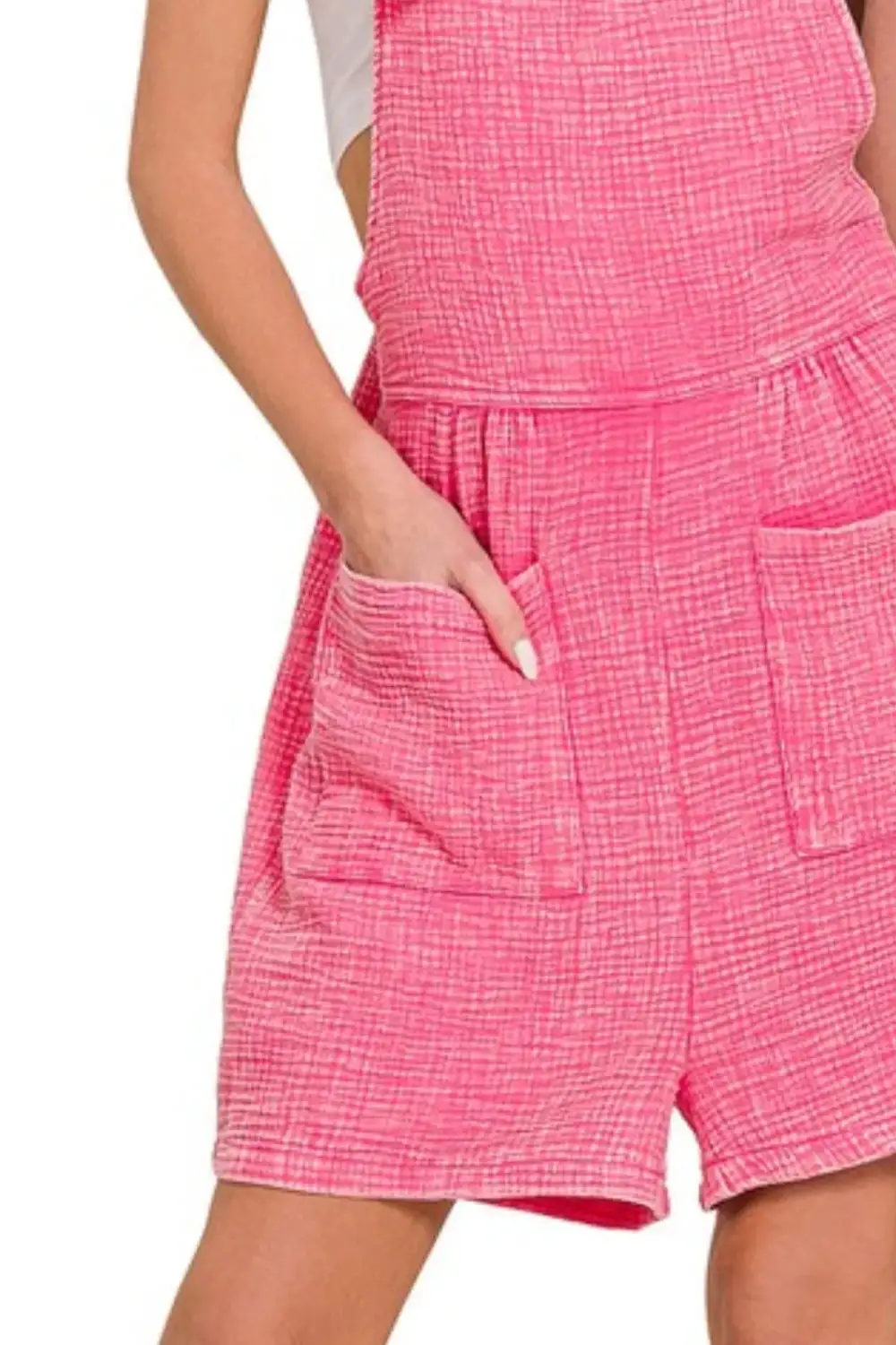 Relaxed Woven Double Gauze Acid Washed Romper