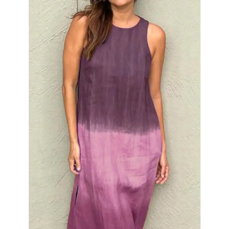 Full Size Sleeveless Gradient Tank Midi Dress Plus Size