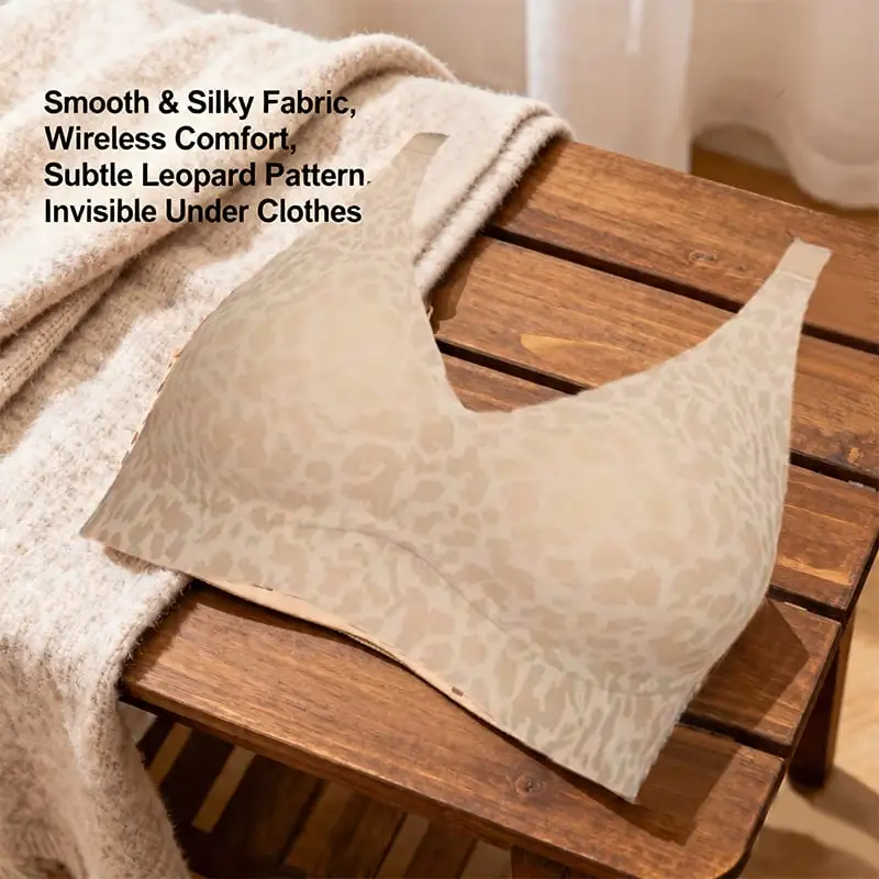 🏆 🔥Super Firming Leopard Print Jelly  Bra | Women Wirefree Bras 👍No More Sagging Breasts