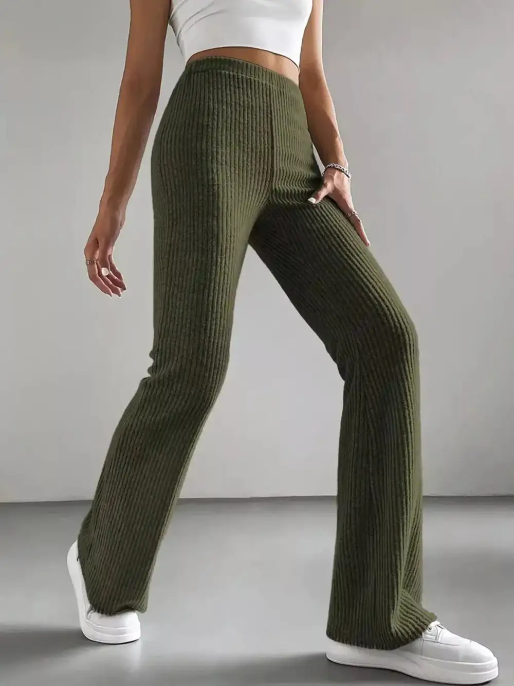 High Waist Flared Casual Pants