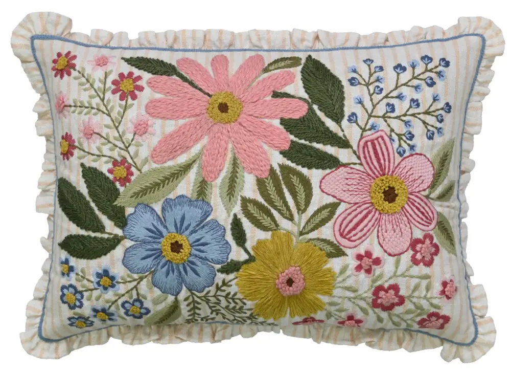 Woven Botanical Striped Decorative Cushion Cover