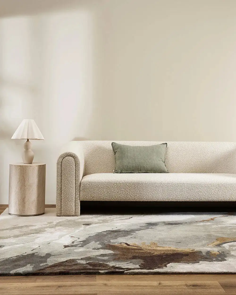 Wool Contemporary Textured Layered Area Rug