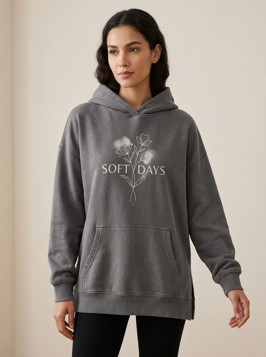 Soft Days Floral Line Art Hoodie
