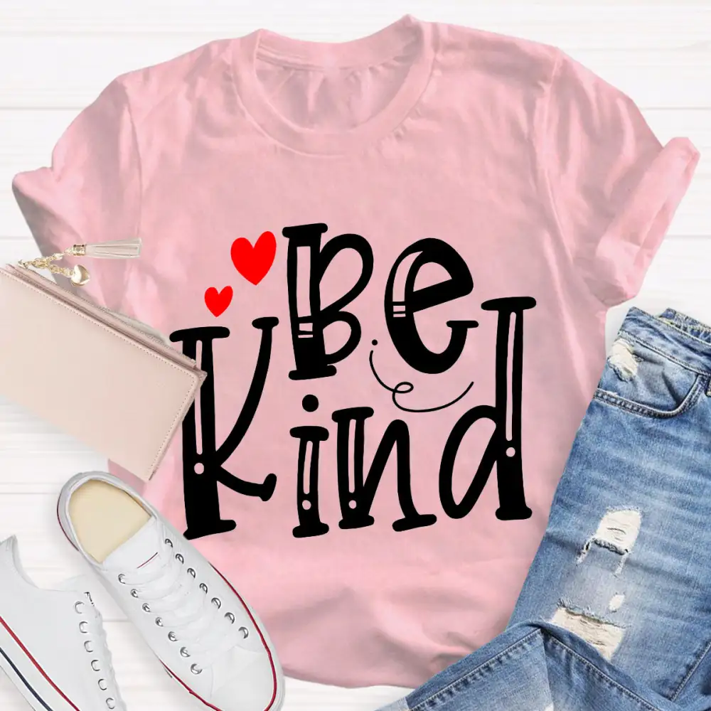 Be Kind Red Heart Teacher T-Shirt