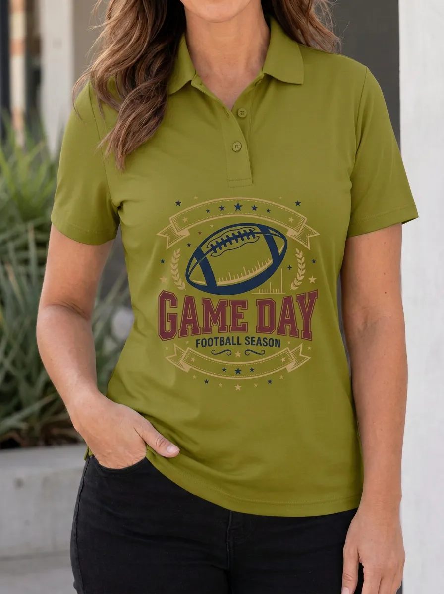 Heritage Football Lover Game Day Graphic Polo Shirt