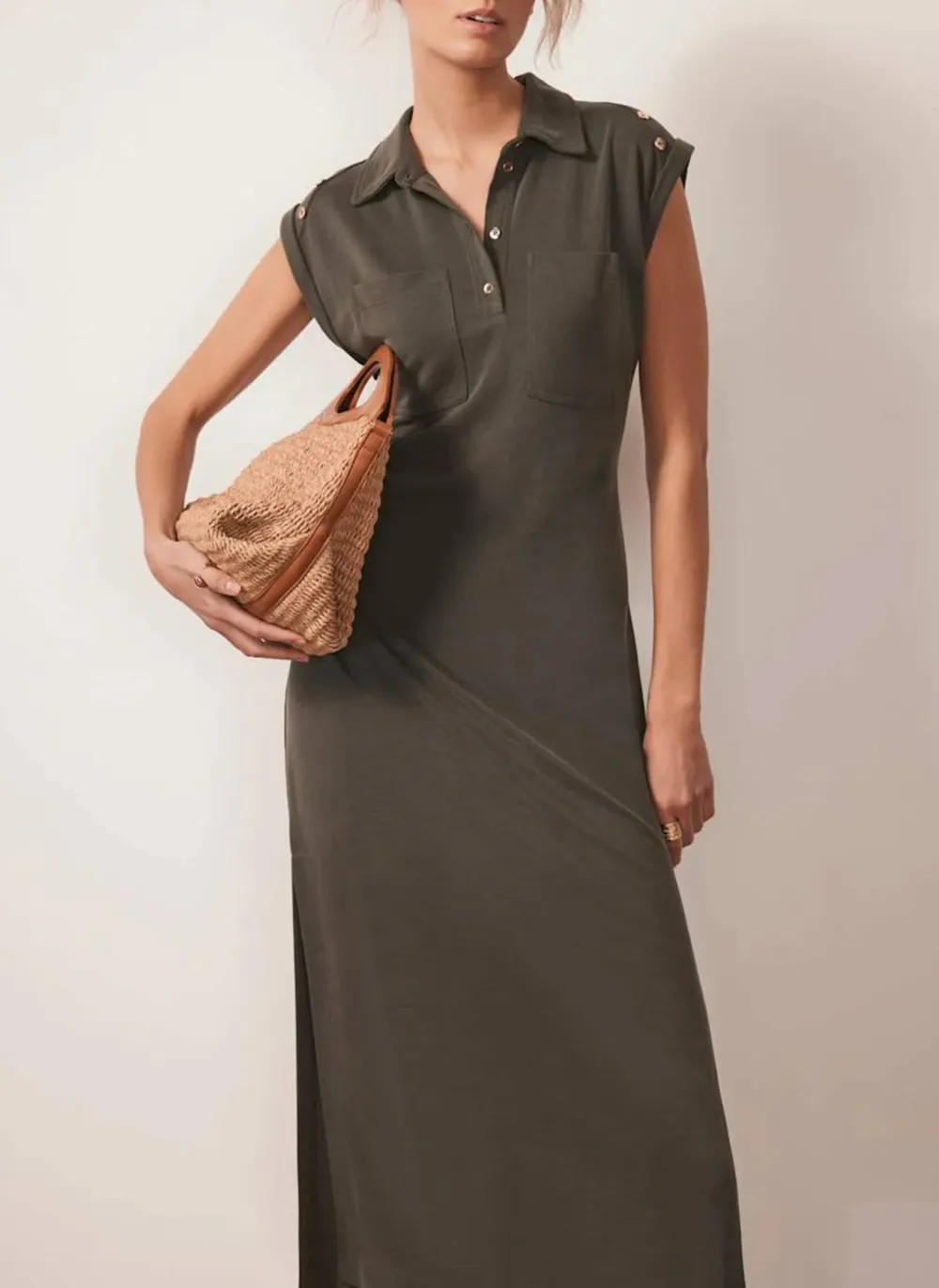 Casual Style Utility Midi Dress