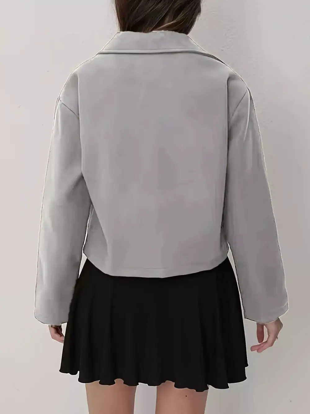 Cropped Zip-Up Pocketed Jacket