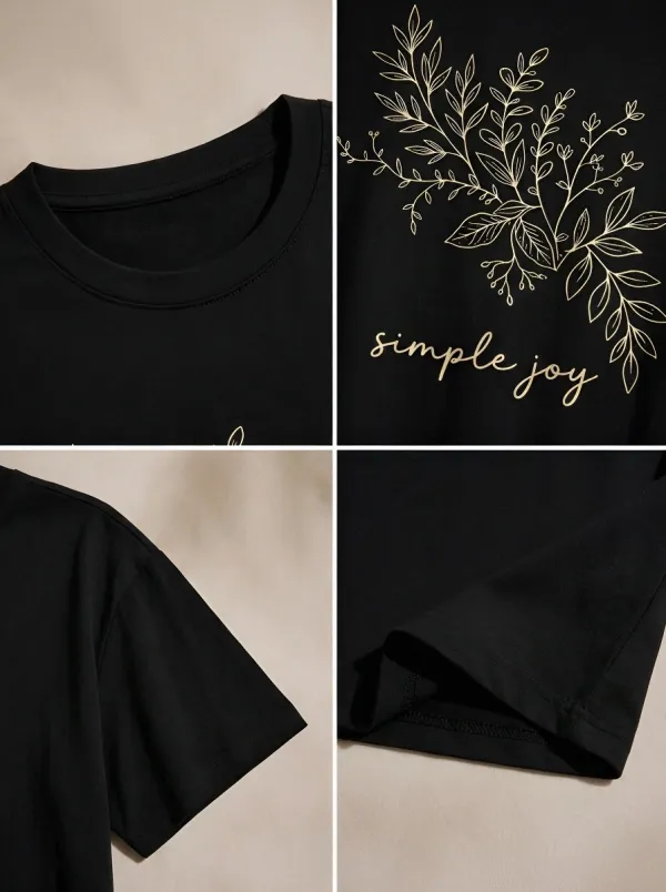 Women's Botanical Minimalist Simple Joy Printed T-shirt
