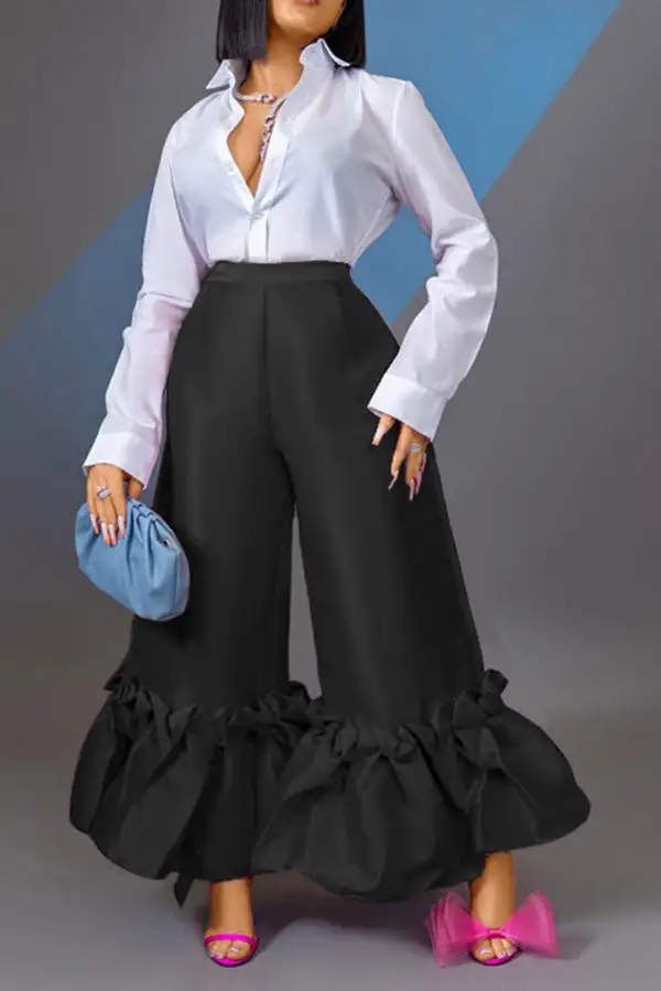 Sweet Ruffle Bell Bottoms Pants
