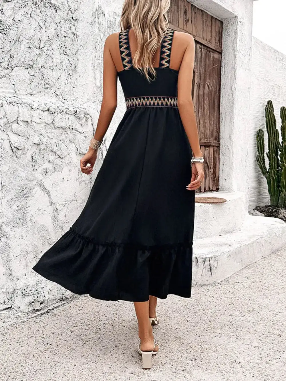 Everyday Ruffle Trim Midi Dress