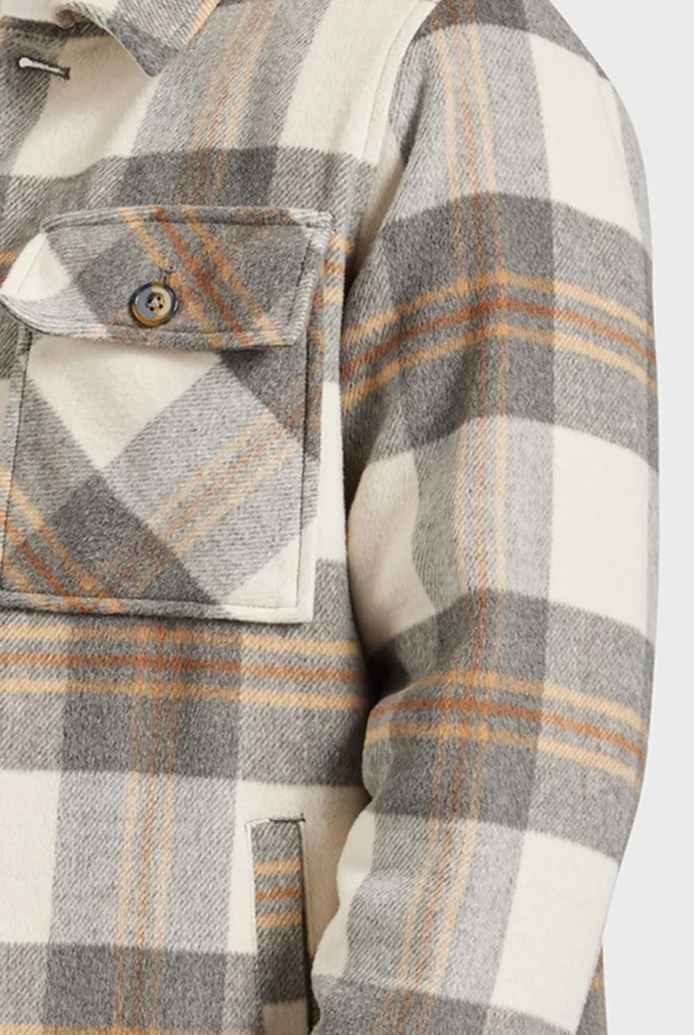 Relaxed Fit Plaid Flannel Button Up Jacket