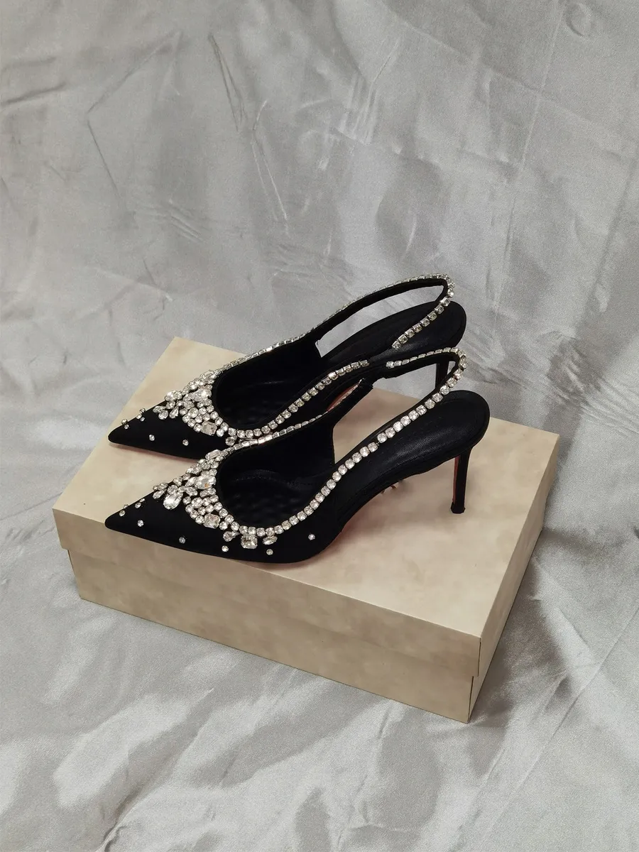 Daisy Crystal Closed-Toe High-Heeled Sandals