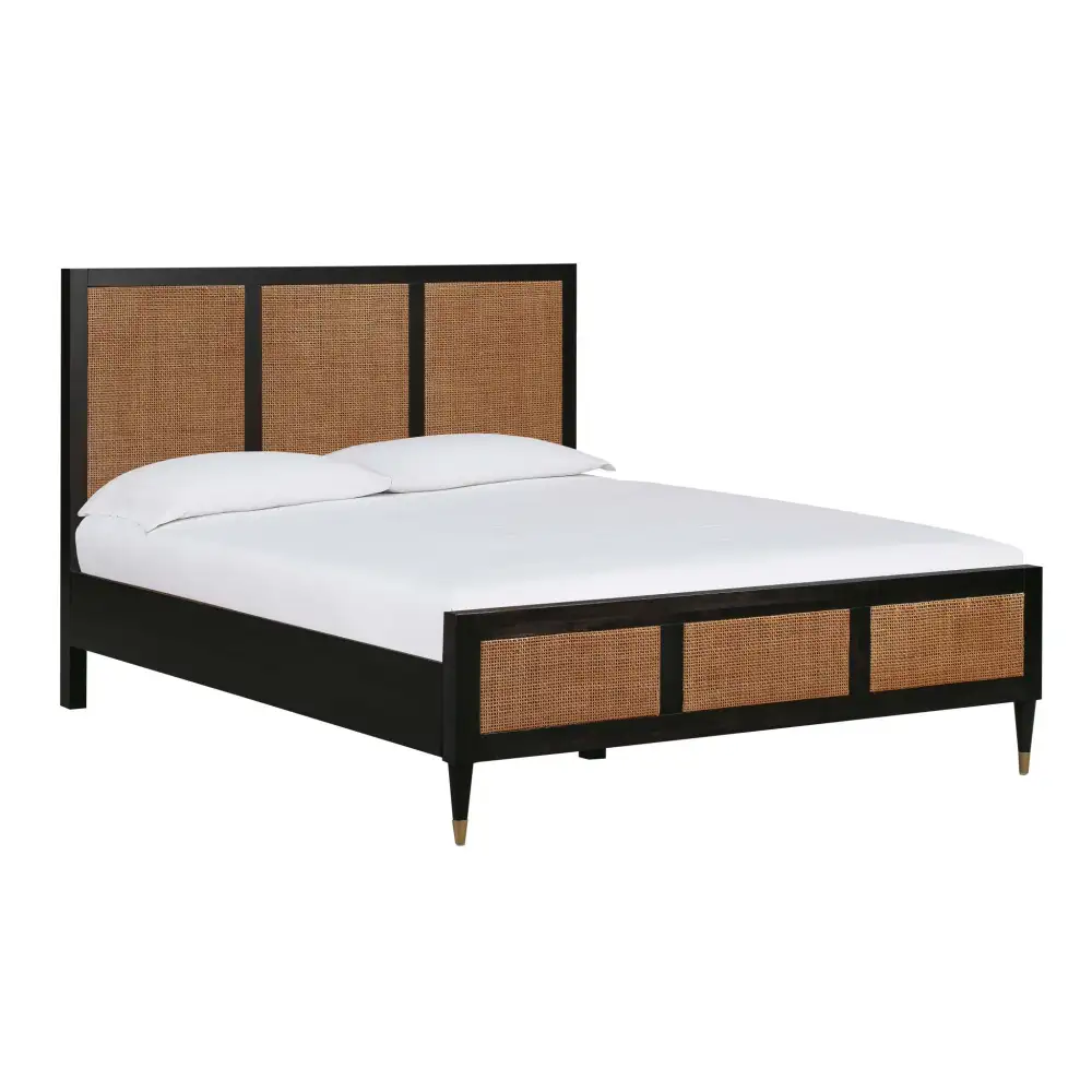 Woven Modern Rattan Wood Refined Bed