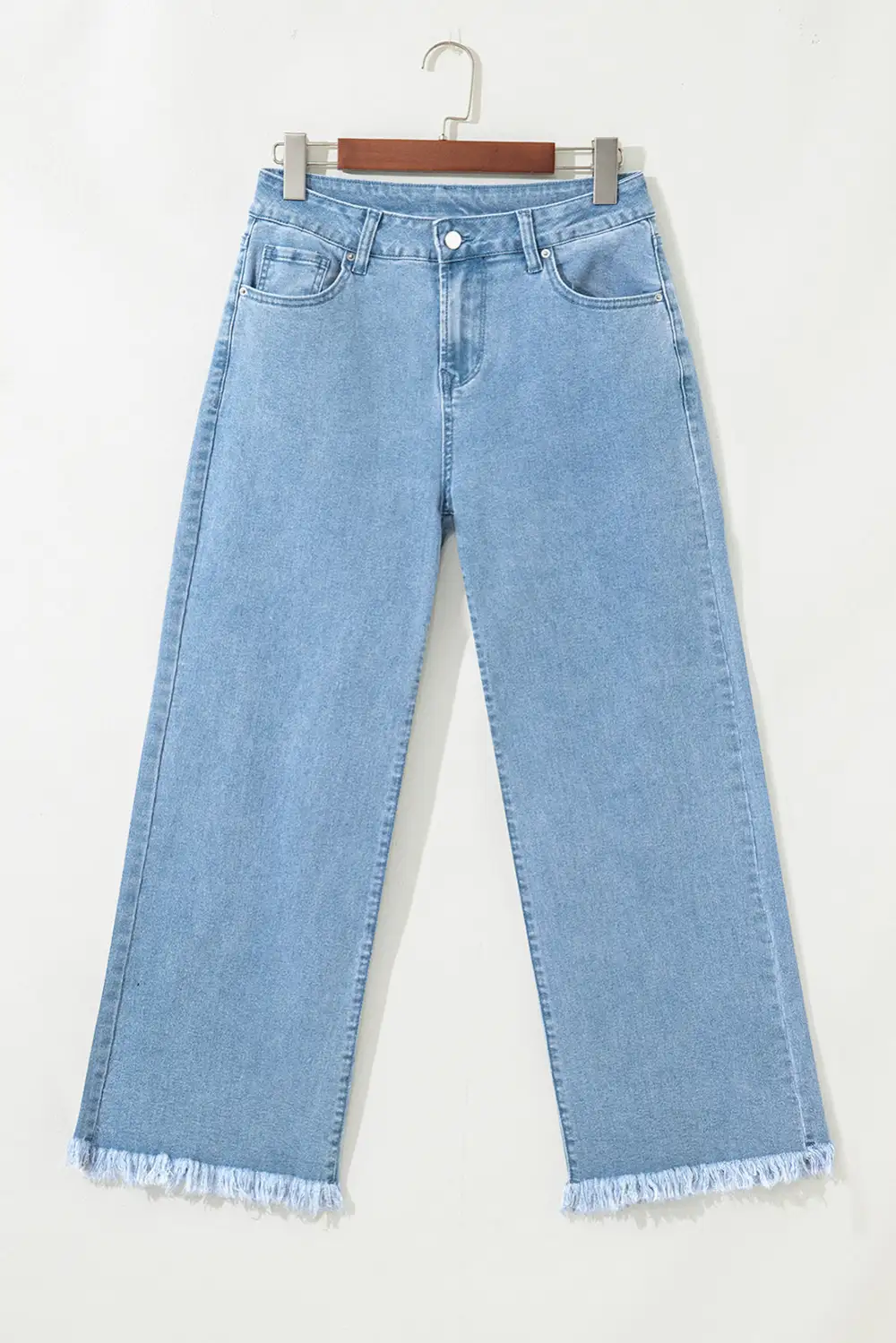 Classic High Waist Wide Leg Washed Denim Jeans