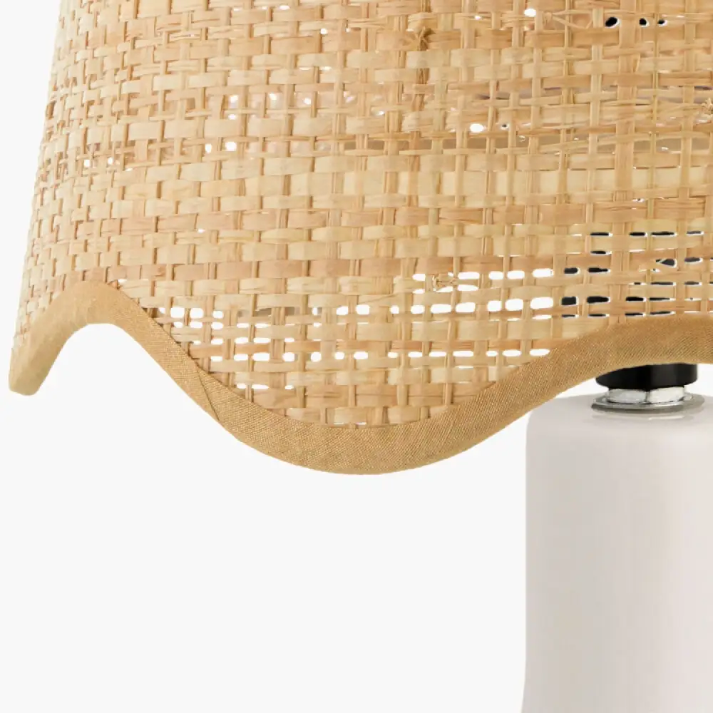 Wavy-Edge Rattan Ceramic Table Lamp