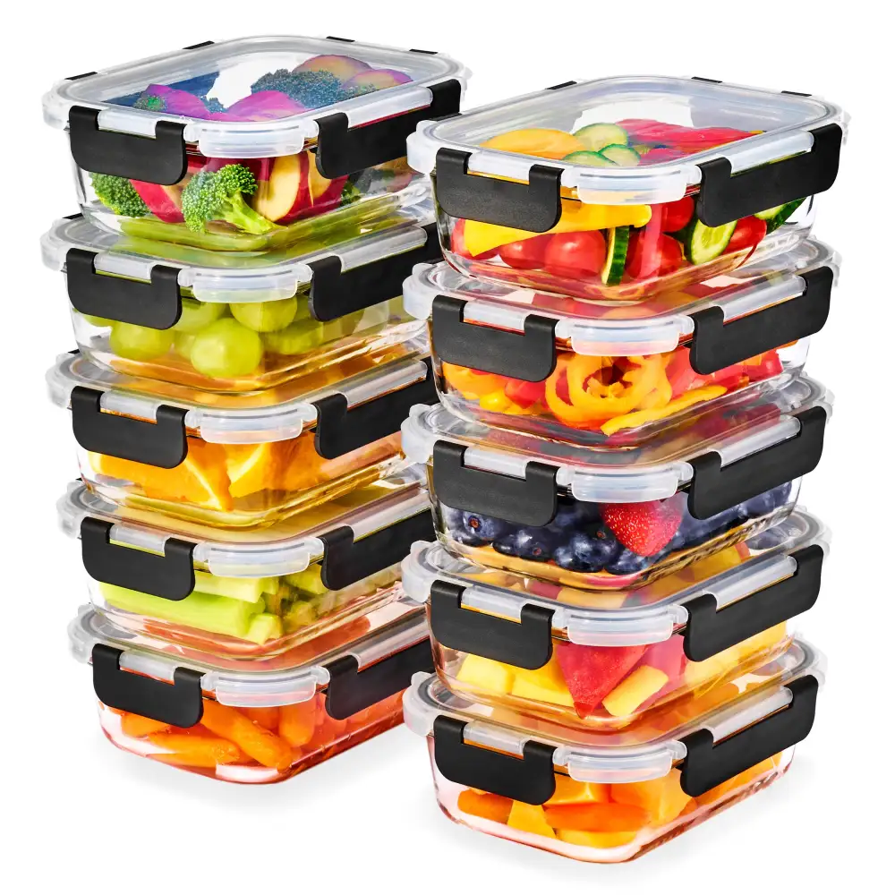 Rectangular Glass Meal Prep Containers Airtight Lids