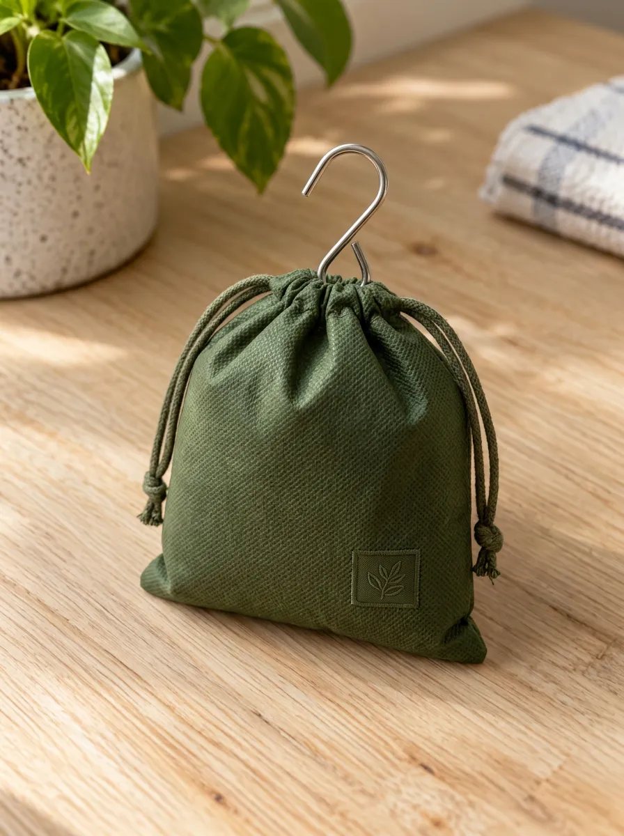 Olive Green Leaf Motif Printed Mouse Repellent Pouch