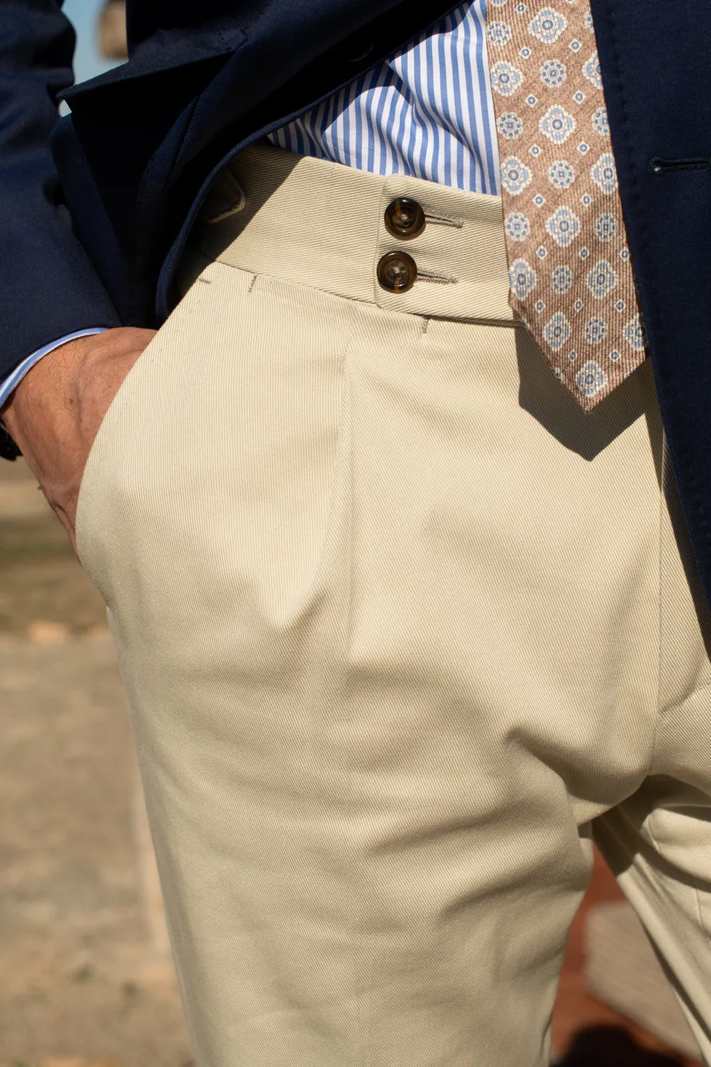 Beige Cotton Trousers Men'S Fashion