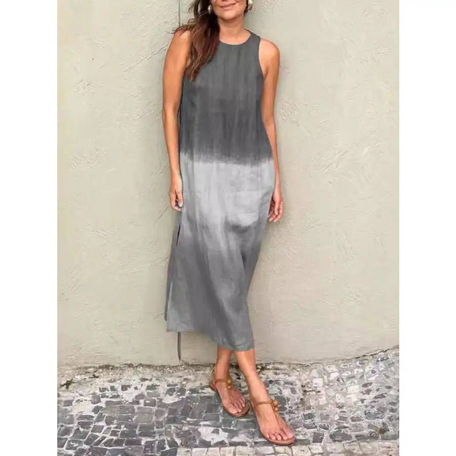 Full Size Sleeveless Gradient Tank Midi Dress Plus Size